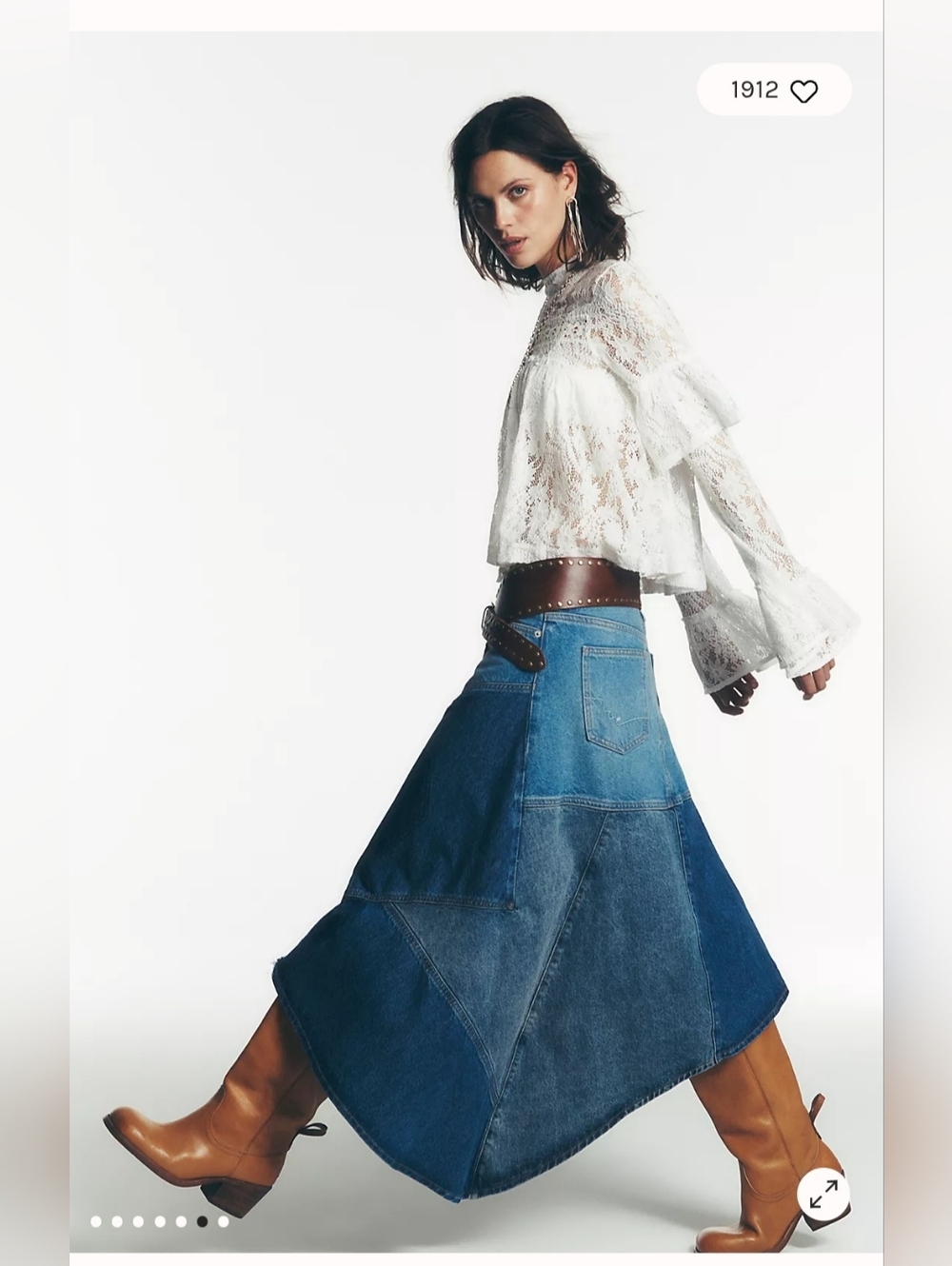 NWOT We The Free Piece Of Work Denim Midi Skirt - Picture 5 of 15